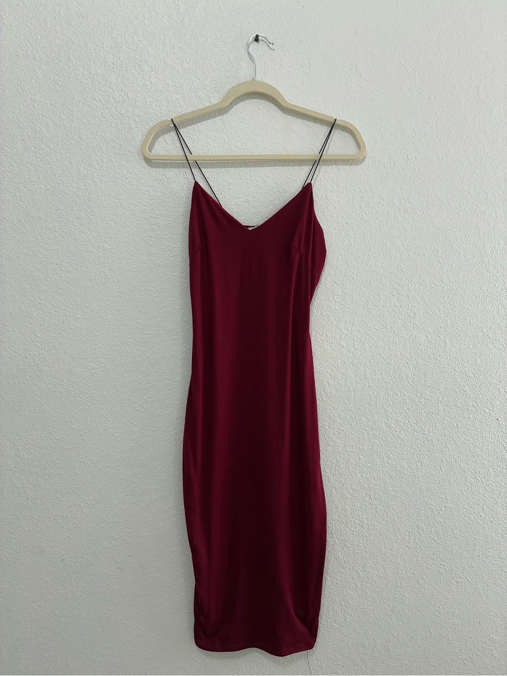 Charlotte Russe Wine-Red Spaghetti Strap Midi Slip Dress